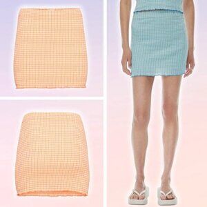 WILFRED Aritzia Reunion Seersucker High-Waisted Tube Skirt Size Medium Orange